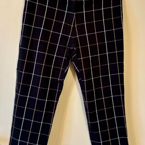 J. Jill Premium Windowpane Plaid Stretch Cropped Pants Black Tan Classic EUC 8P